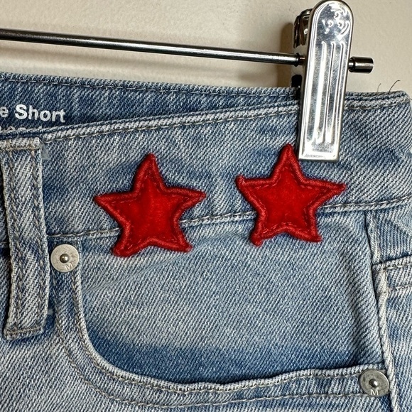 NWOT Mossimo High Rise Blue Jean Cutoff Shorts Embroidered Patches Size 4/27 - Picture 5 of 8